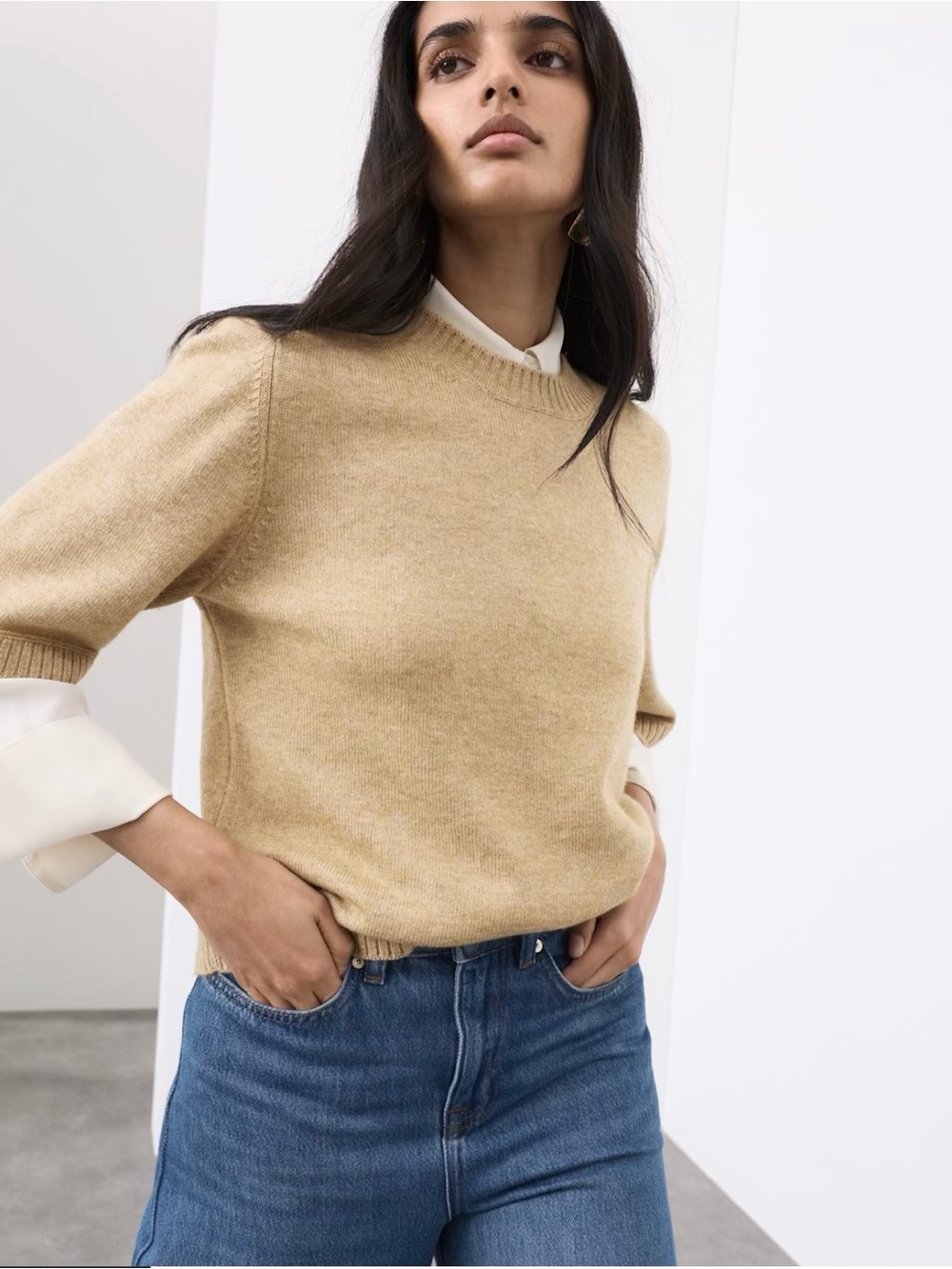 Marks & Spencer: Autograph Collection Short-Sleeve Crewneck Sweater - Picture 2 of 7